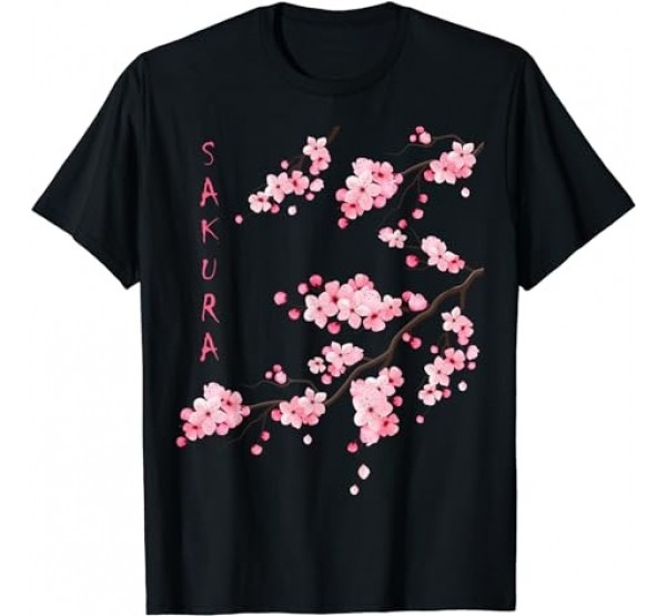 Vintage Sakura Cherry Blossom Japanese Graphical Art T-Shirt Vintage Sakura Cherry Blossom Japanese Graphical Art T-Shirt